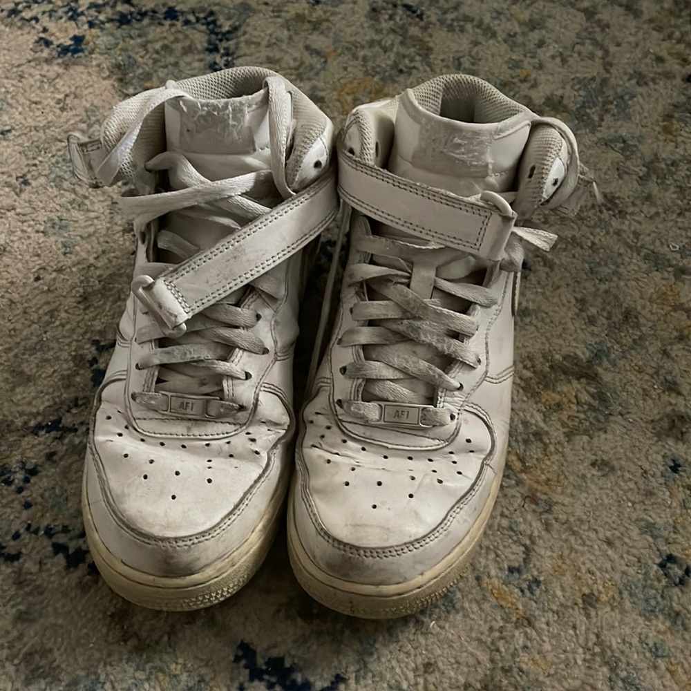 White Mid Air Force 1s
